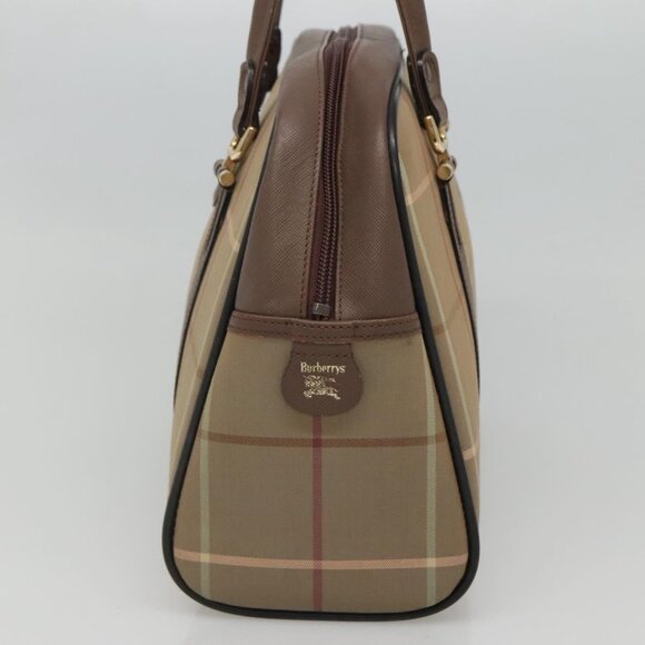 Burberrys Hand Bag Canvas Brown Gold Auth mr1221 - Picture 5 of 16